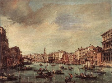 Venecia clásica Painting - El Gran Canal Mirando hacia el Puente de Rialto Francesco Guardi Veneciano